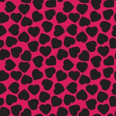 Fototapeta premium Purple Heart shaped brush stroke seamless pattern background