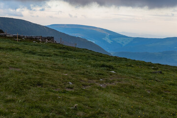 Panorama of Giant Mountains next to trail to Sniezka