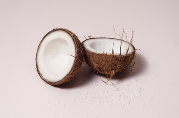 sliced ​​coconut on a white background