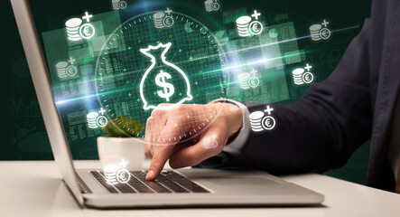 business hand working in stock market