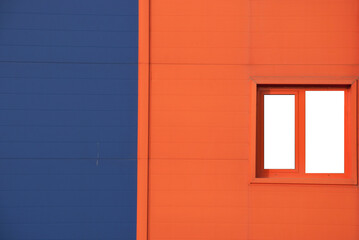 Beautiful modern window on color wall
