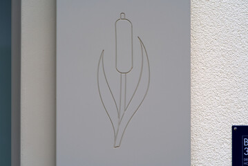 Illustration of reed at grey shutter. Photo taken April 11th, 2021, Zurich, Switzerland.