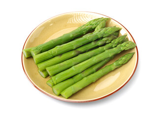 Effective Boiled asparagus on white background