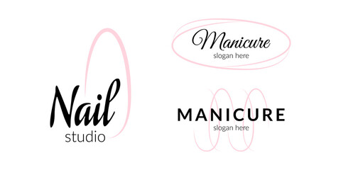 Beautiful manicure logo set