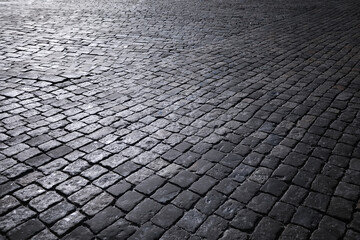 Cement brick squared stone floor background. Concrete paving slabs. Paving slabs
