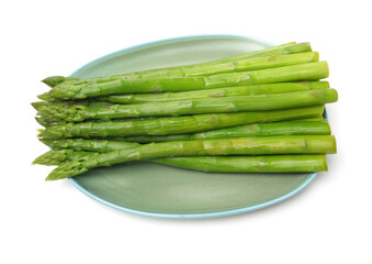 Effective Boiled asparagus on white background