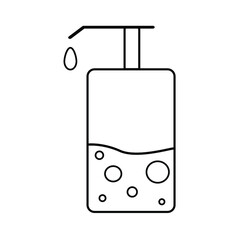 dispenser linear icon with soap, antiseptic, vector on white background