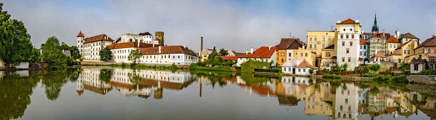 City panorama of Jundrichuv Hradec, a city with castle complex in South Bohemia, Czech Republic