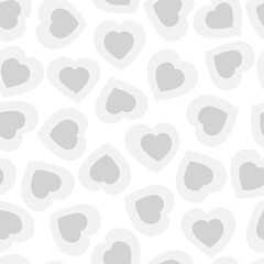 Black and White Heart shaped brush stroke seamless pattern background