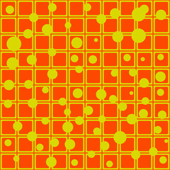 Orange tile and yellow bubbles pattern. Vector of the same tile, but in different location bubbles.
