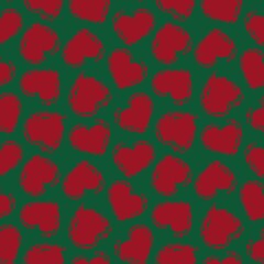 Christmas Heart shaped brush stroke seamless pattern background