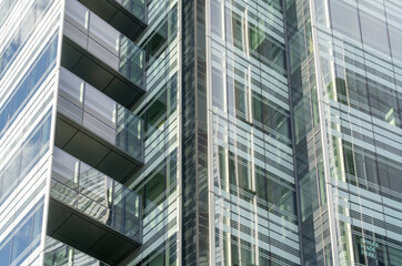 July 2020. London. Office windows in Hammersmith, London England