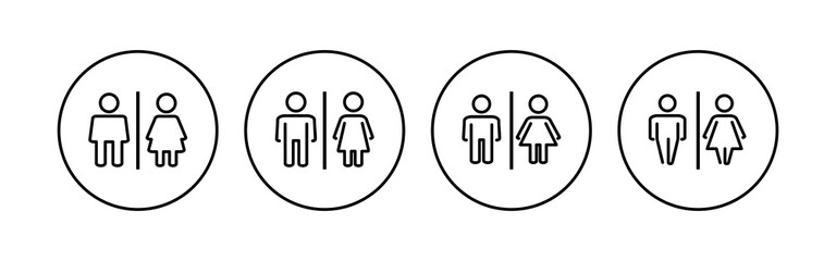 Toilet icon set. restrooms icon vector. bathroom sign. wc, lavatory