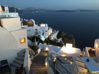 ギリシャ・サントリーニ島の風景・イアの夜景