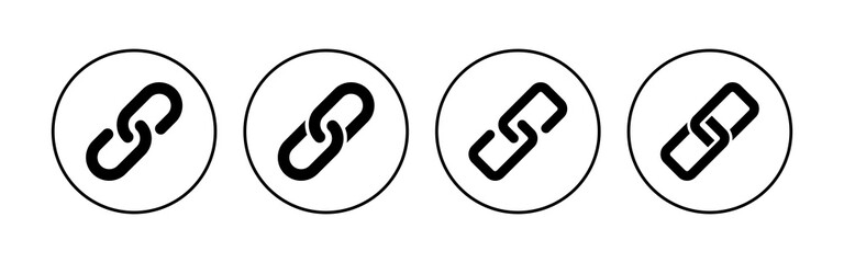 Link icon set. Hyperlink chain symbol.