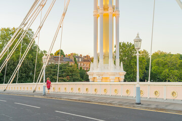 July 2020. London. Albert bridge at sunset, London, England United Kingdom