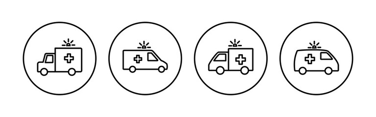 Ambulance icon set. ambulance truck icon vector. ambulance car