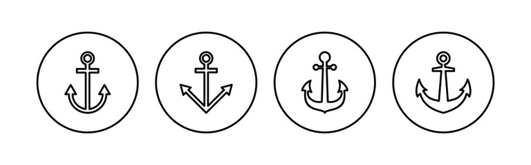 Anchor icon set. Anchor symbol logo. Anchor marine icon.