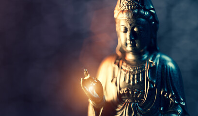 Buddha statue, zen meditation in yoga