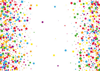 Blue Prize Dot Decoration. Gift Confetti Illustration. Purple Circle Background. Stardust Square Illustration. Green Colored Star.