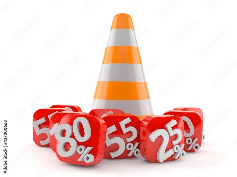 Poster Traffic cone with percent symbols