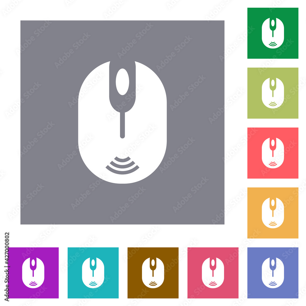 Poster wireless computer mouse square flat icons