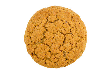 Round oatmeal cookies isolated on a white background.