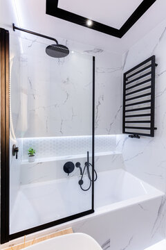 Bath in modern small bathroom interior design
