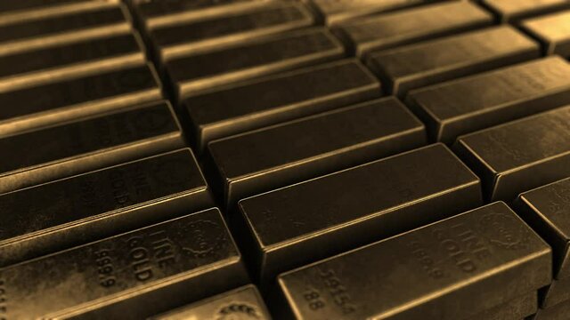 Moving along pure gold ingots 