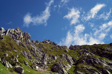 中央アルプス、木曾駒ヶ岳の登山風景