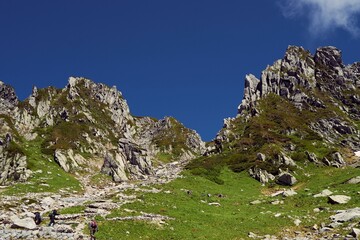 中央アルプス、木曾駒ヶ岳の登山風景