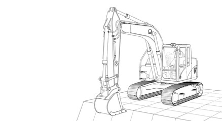 excavator machinery soncept 3d illustration © Svjatoslav