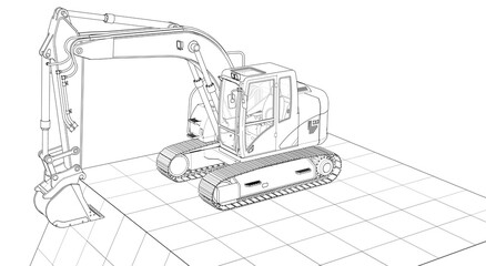 excavator machinery soncept 3d illustration © Svjatoslav