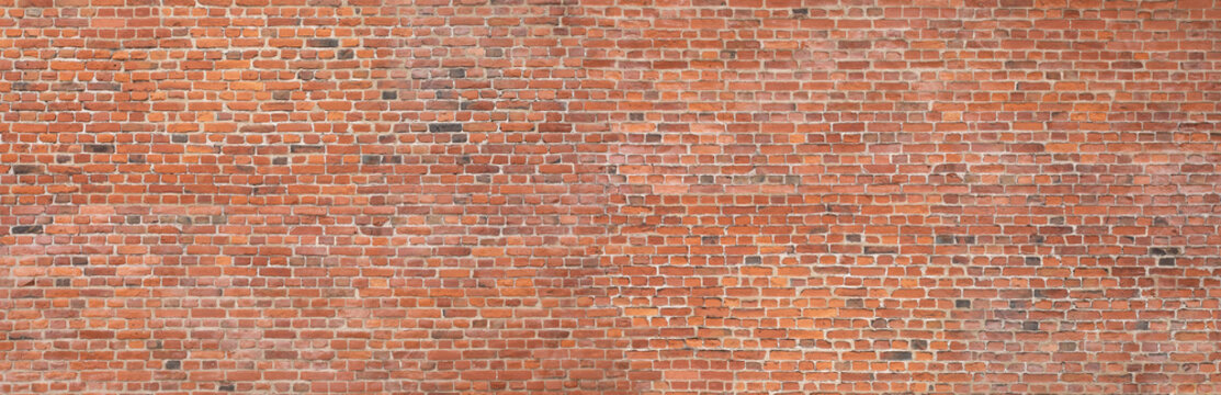 Fototapeta Red brick wall panoramic texture background