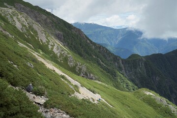 Fototapeta na wymiar 南アルプス白根三山の登山風景