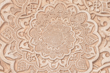 Arab background remanding to Islam culture. Design created using droste effect on a 13th century architectural detail in a mosque.