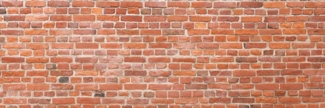 Fototapeta Red brick wall panoramic texture background