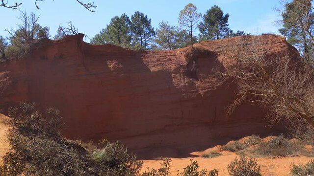 Red mountain of the Colorado Provencal, an old ocher quarry in Rustrel France