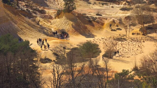 Tourists visiting the Colorado Provencal, an old ocher quarry in Rustrel Fran