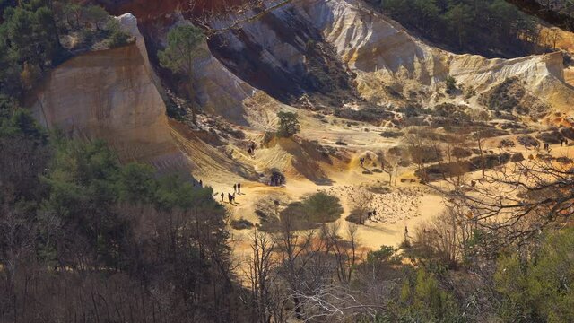 Tourists visiting the Colorado Provencal, an old ocher quarry in Rustrel Fran
