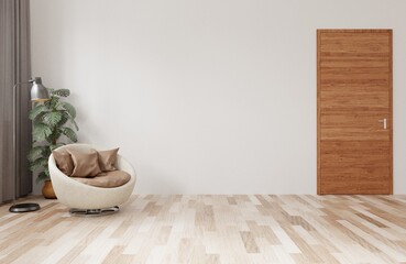 Modern living room interior design. chiar on white wall.