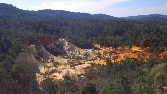 Panoramic view of Colorado Provencal, an old ocher quarry in Rustrel France
