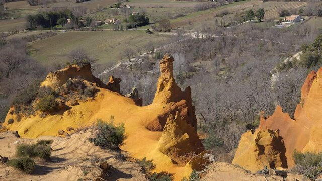 Fairy chimney of the Colorado Provencal, an old ocher quarry in Rustrel in Provence France