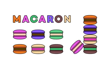 Foto op Canvas Sweet macaron dessert icon illustrations for cafe and bakery. © Tuesday04