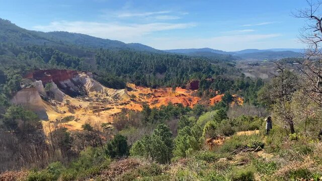 Panoramic view of Colorado Provencal, an old ocher quarry in Rustrel France