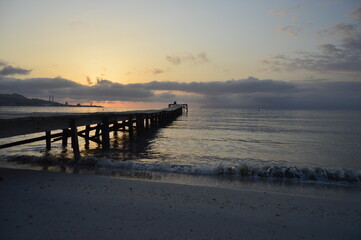 Fototapeta na wymiar Alcudia Sunrise - Sandy beach - Mediterraneansea -Mallorcalovers