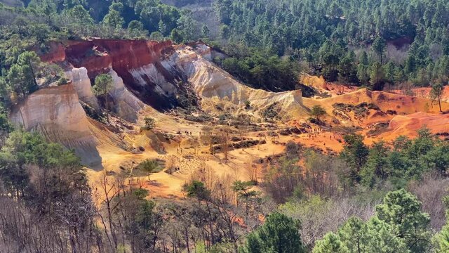 Panorama of Colorado de Rustrel, also known as the Colorado Provencal, an old ocher quarry in Rustrel France
