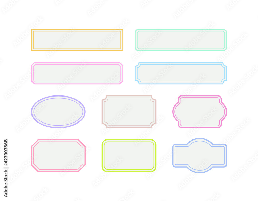 Poster set of labels frame paper illustrations of various shapes.
