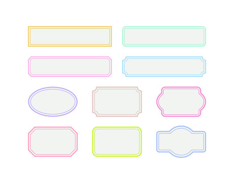 Set of labels frame paper illustrations of various shapes.