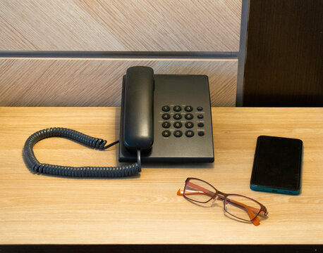 Telefono fijo de sobremesa de los años 80 en España Stock Photo